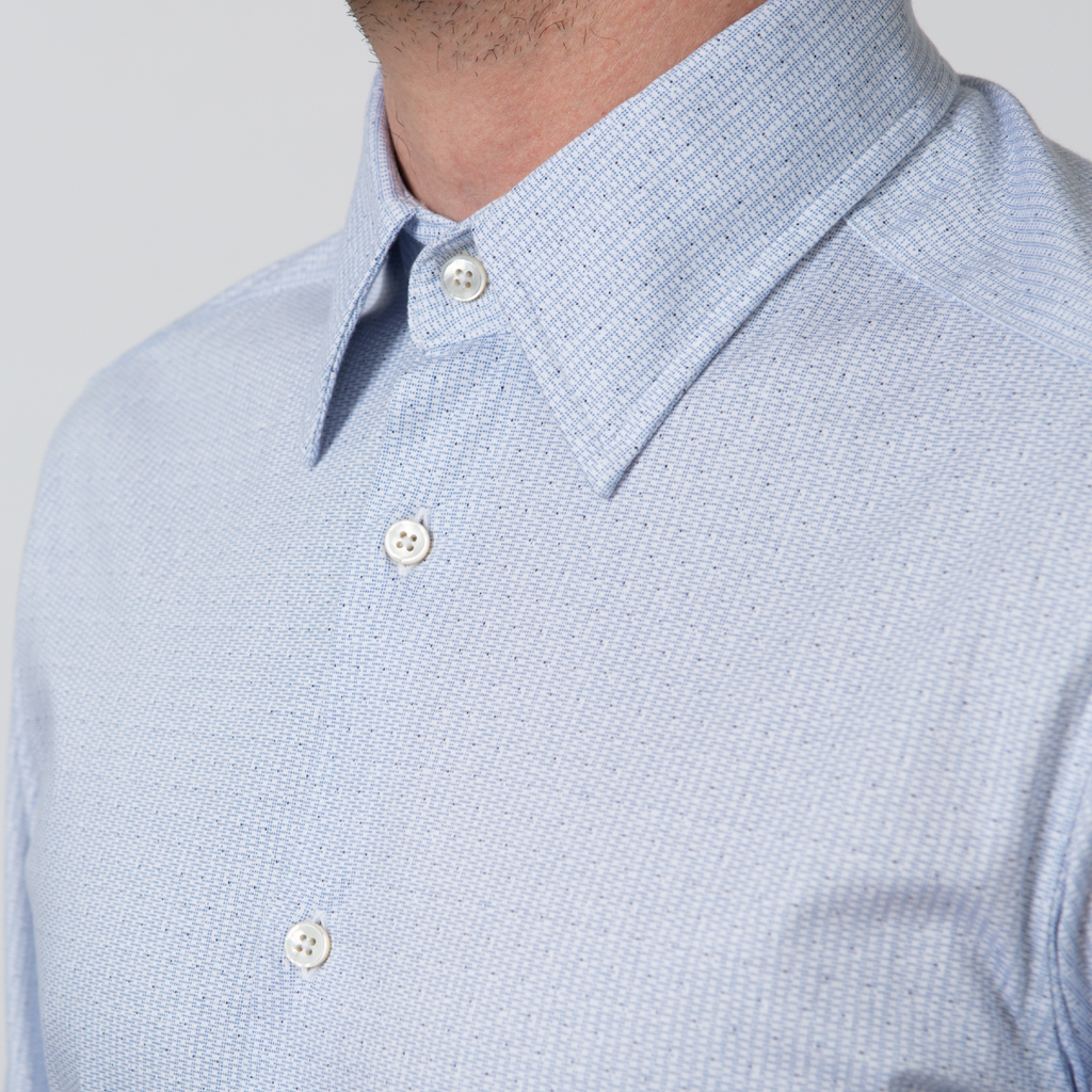 The Knit Dress Shirt in Light Blue Pattern