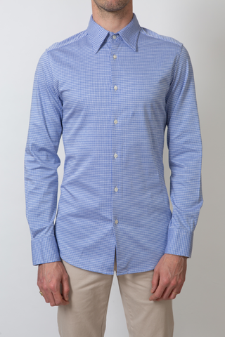 The Knit Dress Shirt in Blue Check