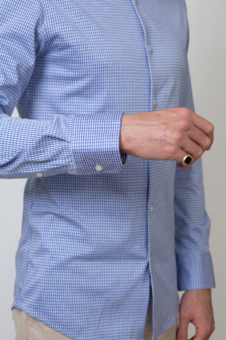 The Knit Dress Shirt in Blue Check