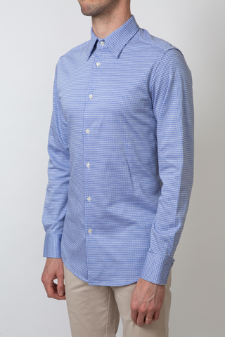 The Knit Dress Shirt in Blue Check