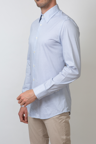 The Knit Dress Shirt in Light Blue Pattern