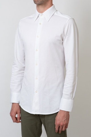 The Knit Dress Shirt in White Pique