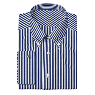 The Poplin  Decent Apparel White & Blue Stripe Button Down Classic French