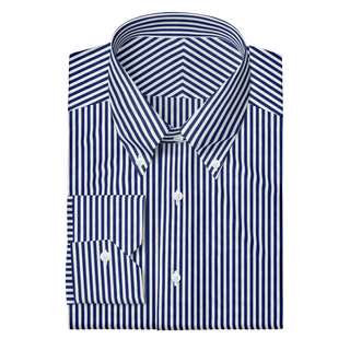 The Poplin  Decent Apparel White & Blue Stripe Button Down Mitered
