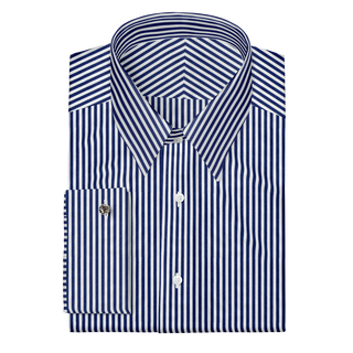 The Poplin  Decent Apparel White & Blue Stripe Forward Point Classic French