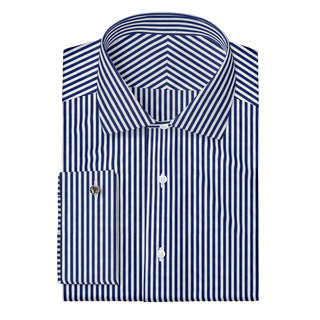 The Poplin  Decent Apparel White & Blue Stripe Classic Spread Classic French