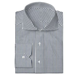 The Knit Dress Shirt  Decent Apparel Blue Stripe Cutaway Mitered