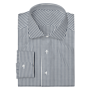 The Knit Dress Shirt  Decent Apparel Blue Stripe Classic Spread Barrel