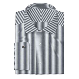 The Knit Dress Shirt  Decent Apparel Blue Stripe Classic Spread Classic French