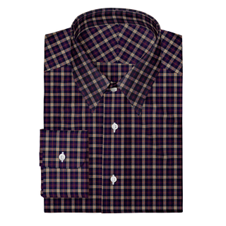 The Poplin  Decent Apparel Deep Purple Plaid Forward Point Wide Barrel