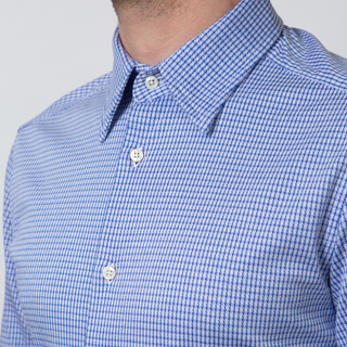 The Knit Dress Shirt in Blue Check  Decent Apparel   