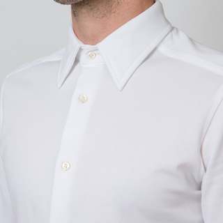 The Knit Dress Shirt in White Pique  Decent Apparel   