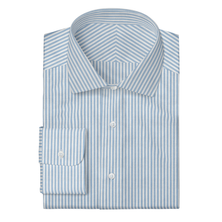 The Knit Dress Shirt  Decent Apparel Light Blue Stripe Classic Spread Wide Barrel