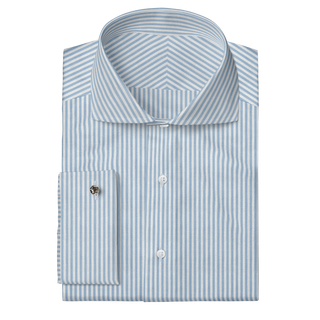 The Knit Dress Shirt  Decent Apparel Light Blue Stripe Cutaway Classic French