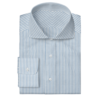 The Knit Dress Shirt  Decent Apparel Light Blue Stripe Cutaway Wide Barrel