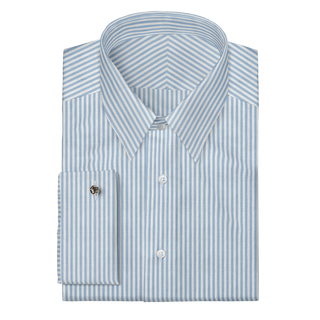 The Knit Dress Shirt  Decent Apparel Light Blue Stripe Forward Point Classic French