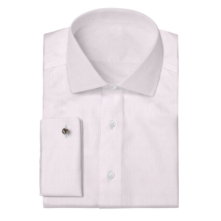 The Poplin  Decent Apparel White & Pink Stripe Classic Spread Classic French