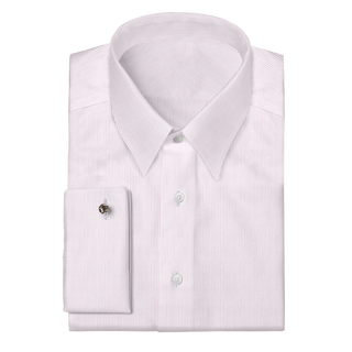 The Poplin  Decent Apparel White & Pink Stripe Forward Point Classic French
