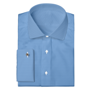 The Stretch Dress Shirts  Decent Apparel Vista Blue Diamond Dobby Classic Spread Classic French