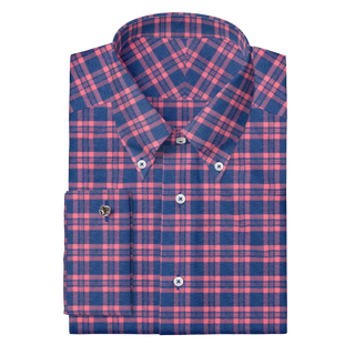 The Plaid Flannel in Blue & Coral  Decent Apparel Button Down Classic French 