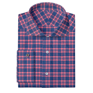 The Plaid Flannel in Blue & Coral  Decent Apparel Cutaway Classic French 
