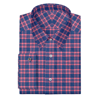 The Plaid Flannel in Blue & Coral  Decent Apparel Forward Point Classic French 