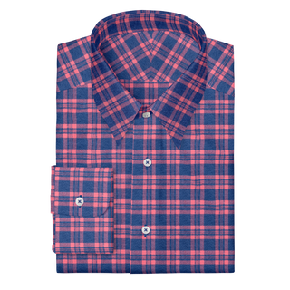 The Plaid Flannel in Blue & Coral  Decent Apparel Forward Point Wide Barrel 