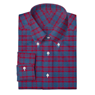 The Plaid Flannel in Blue & Red  Decent Apparel Button Down Barrel 