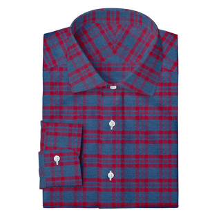 The Plaid Flannel in Blue & Red  Decent Apparel Classic Spread Barrel 