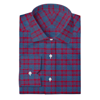The Plaid Flannel in Blue & Red  Decent Apparel Classic Spread Mitered 