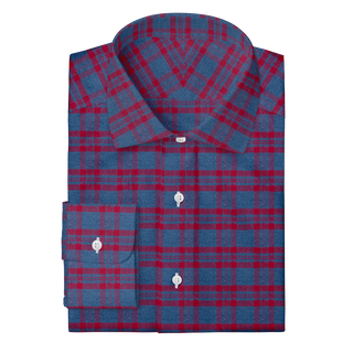 The Plaid Flannel in Blue & Red  Decent Apparel Classic Spread Wide Barrel 