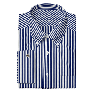 The Poplin in White & Blue Stripe  Decent Apparel   