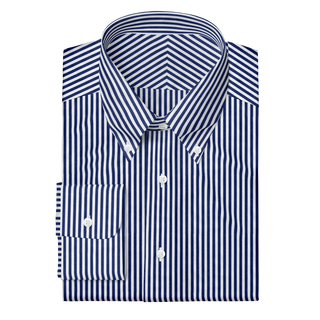 The Poplin in White & Blue Stripe  Decent Apparel Button Down Wide Barrel 