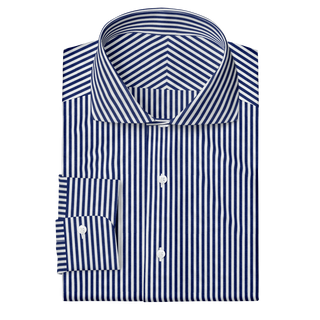 The Poplin in White & Blue Stripe  Decent Apparel Cutaway Barrel 