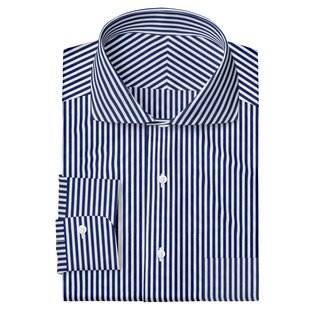 The Poplin in White & Blue Stripe  Decent Apparel   