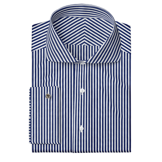 The Poplin in White & Blue Stripe  Decent Apparel   