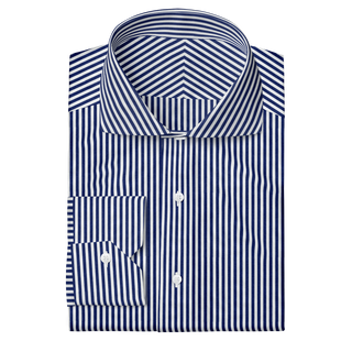The Poplin in White & Blue Stripe  Decent Apparel Cutaway Mitered 