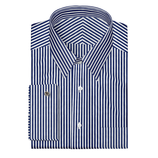 The Poplin in White & Blue Stripe  Decent Apparel   