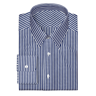 The Poplin in White & Blue Stripe  Decent Apparel Forward Point Wide Barrel 