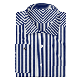 The Poplin in White & Blue Stripe  Decent Apparel   