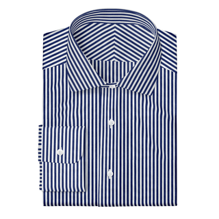 The Poplin in White & Blue Stripe  Decent Apparel Classic Spread Wide Barrel 