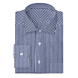 The Poplin in White & Blue Stripe  Decent Apparel   