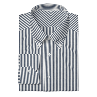 The Knit Dress Shirt in Blue Stripe  Decent Apparel Button Down Mitered 