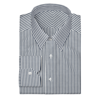 The Knit Dress Shirt in Blue Stripe  Decent Apparel Forward Point Mitered 