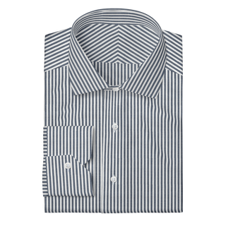 The Knit Dress Shirt in Blue Stripe  Decent Apparel Classic Spread Mitered 