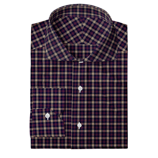 The Poplin in Deep Purple Plaid  Decent Apparel Cutaway Mitered 