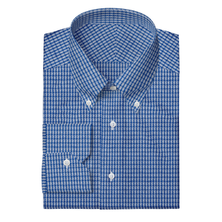 The Knit Dress Shirt in Blue Check  Decent Apparel Button Down Mitered 