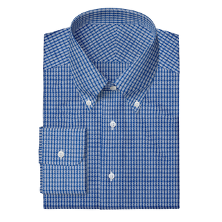 The Knit Dress Shirt in Blue Check  Decent Apparel Button Down Wide Barrel 