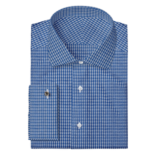 The Knit Dress Shirt  Decent Apparel Blue Check Classic Spread Classic French