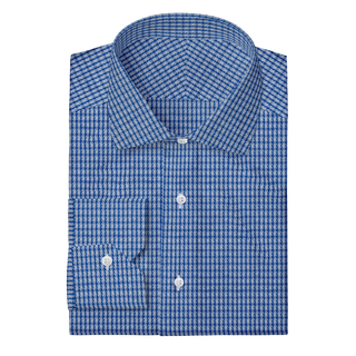 The Knit Dress Shirt  Decent Apparel Blue Check Classic Spread Mitered